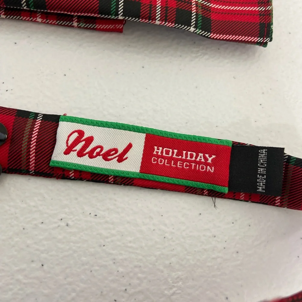 NWOT Noel Holiday Collection men’s red green plaid bow tie matching formal set - Picture 2 of 4